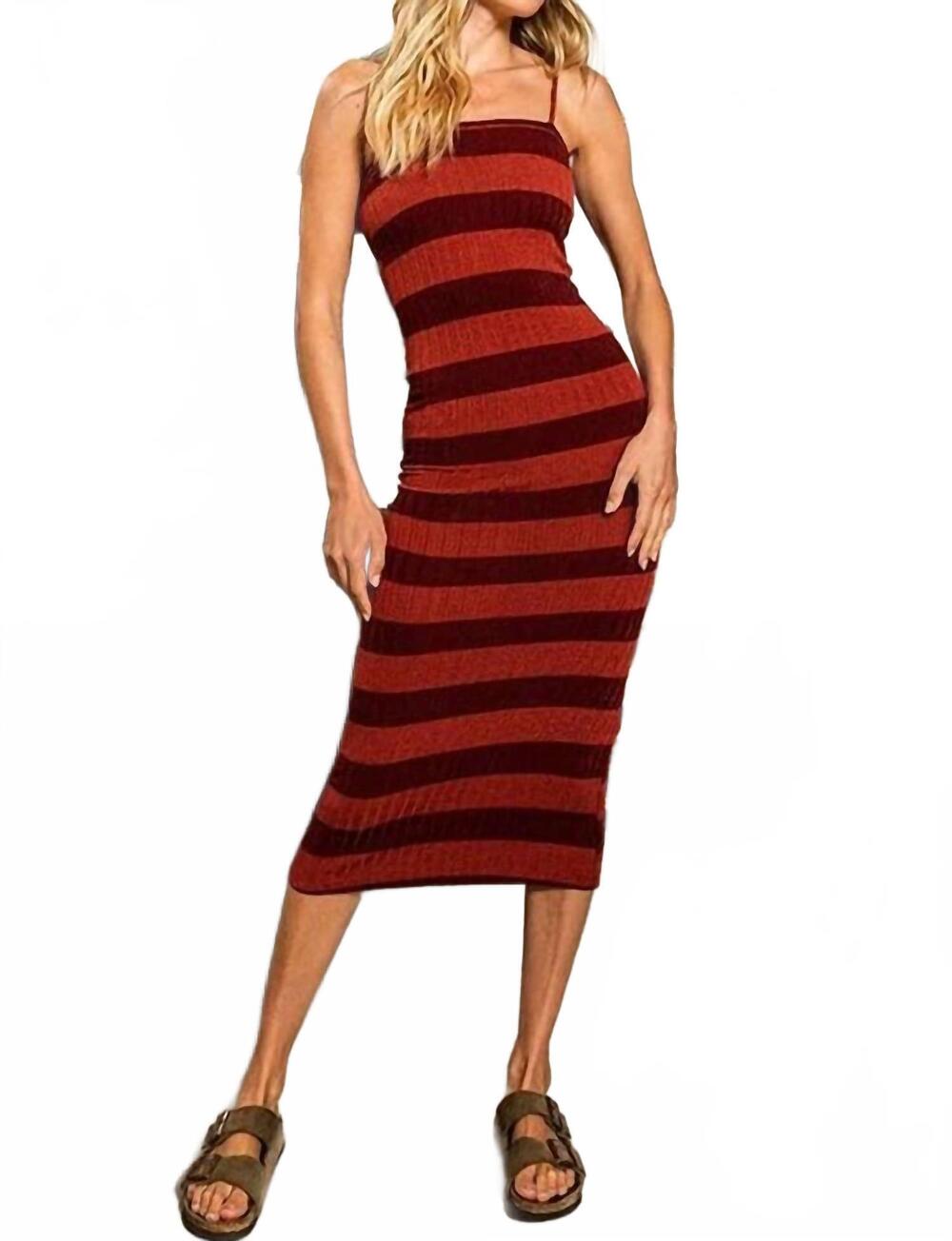NEW BUCKETLIST everly maxi dress in rust striped